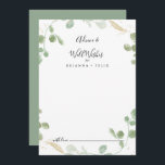 Gold Confetti Eucalyptus Wedding Well Wishes  Advice Card<br><div class="desc">This gold confetti eucalyptus wedding well wishes advice card is perfect for a rustic wedding. The design features watercolor eucalyptus green foliage with gold confetti. These cards are perfect for a wedding, bridal shower, baby shower, graduation party & more. Personalise the cards with the names of the bride and groom,...</div>