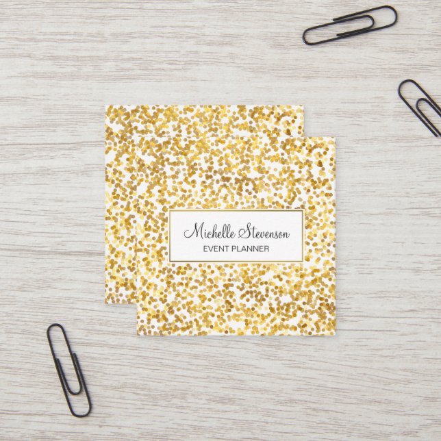Gold Confetti Event Planner Business Cards (Front/Back In Situ)