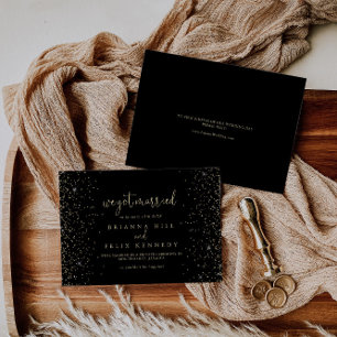 Gold Confetti Fancy Script Elopement Announcement