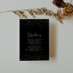 Gold Confetti Fancy Script Wedding Directions Enclosure Card