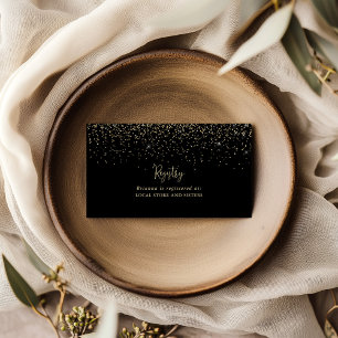 Gold Confetti Fancy Script Wedding Gift Registry  Enclosure Card