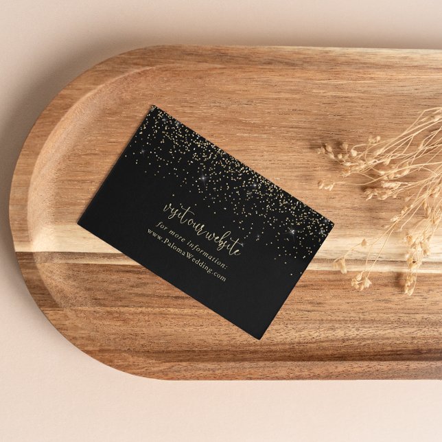 Gold Confetti Fancy Script Wedding Website    Enclosure Card (Creator Uploaded)