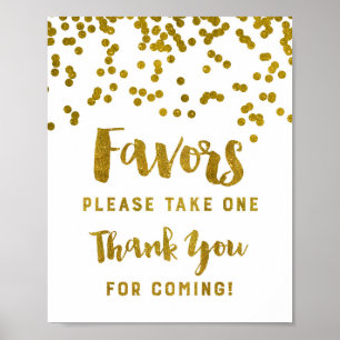 Gold Confetti Favours Sign Thank You For Coming