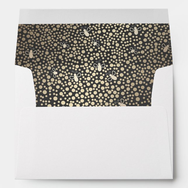 Gold Confetti Fireflies Rustic Chalkboard Wedding Envelopes (Back (Bottom))
