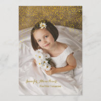 Gold Confetti Fist Holy Communion Invitation