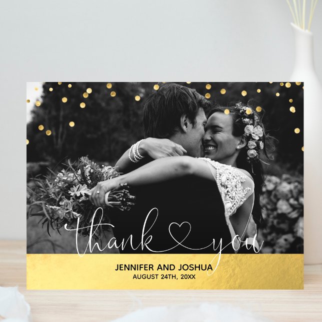 Gold confetti & Foil Wedding Thank You | PHOTOS Postcard (Creator Uploaded)