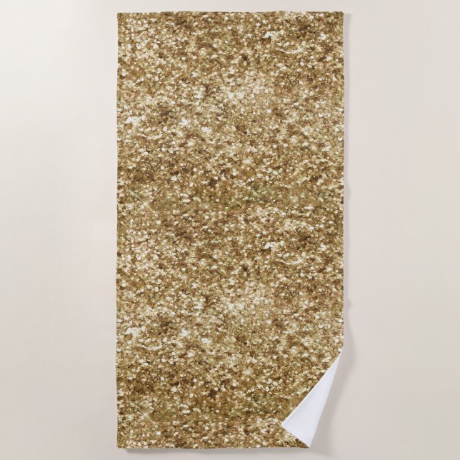 Gold Confetti Glitter Beach Towel (Front)