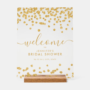 Gold Confetti Glitter Bridal Shower Welcome Acrylic Sign