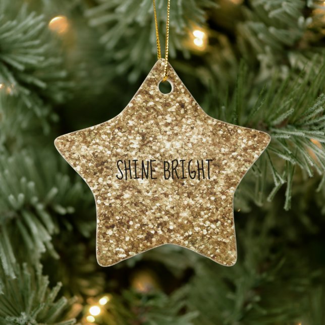 Gold Confetti Glitter Ceramic Tree Decoration (Tree)