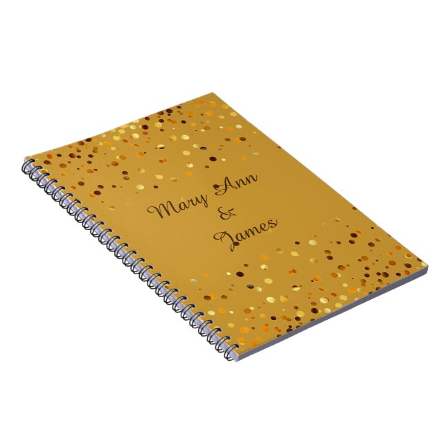 Gold Confetti Glitter Faux Foil craft Notebook (Right Side)