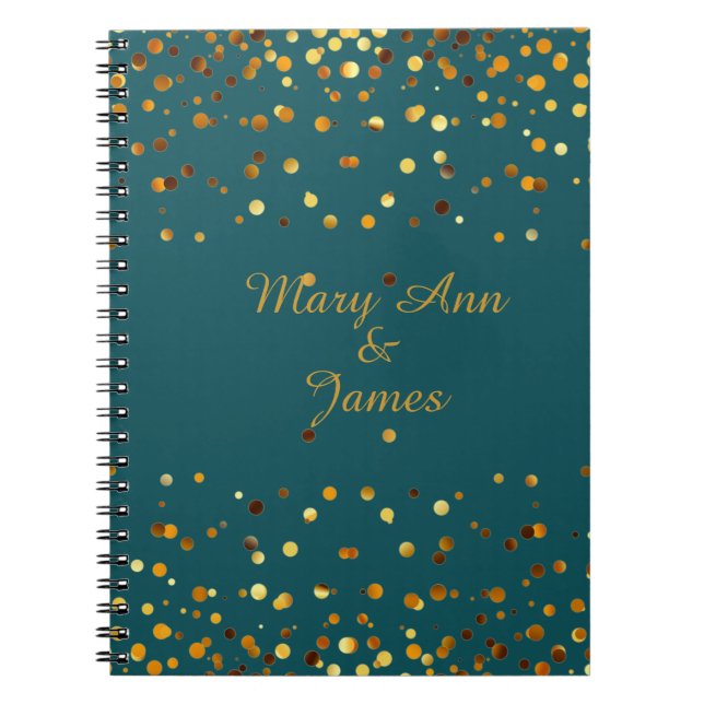 Gold Confetti Glitter Faux Foil Purple craft Noteb Notebook (Front)