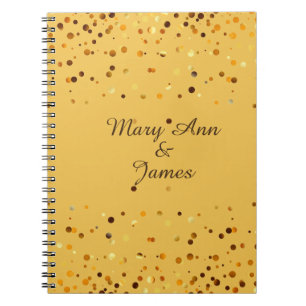 Gold Confetti Glitter Faux Foil Yellow craft Spiral Notebook