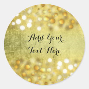 Gold Confetti Glitter Foil Faux Customise Classic Round Sticker