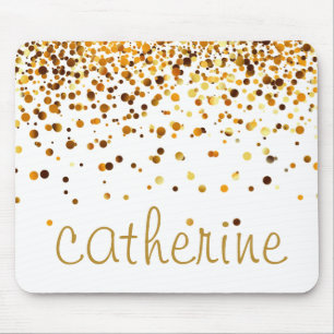 Gold Confetti Glitter golden Faux Foil Glittery Mouse Pad