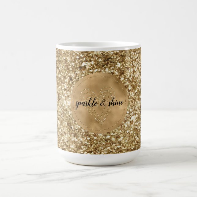 Gold Confetti Glitter Heart Coffee Mug (Center)