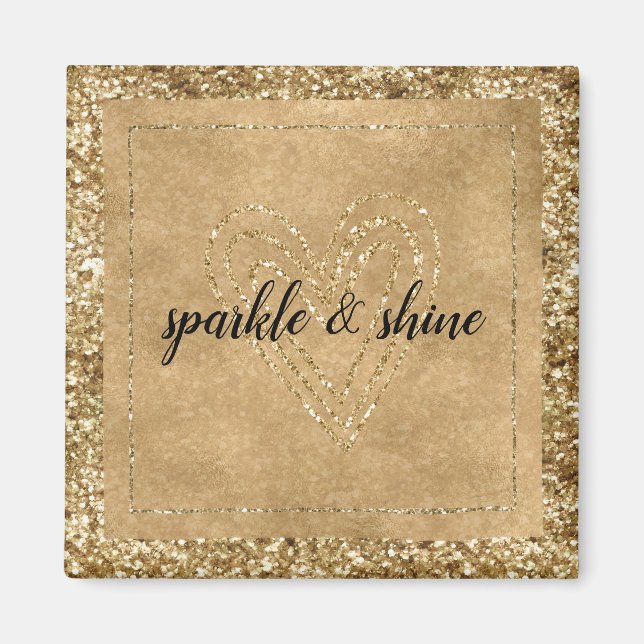 Gold Confetti Glitter Heart Magnet (Front)