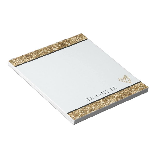 Gold Confetti Glitter Notepad (Angled)