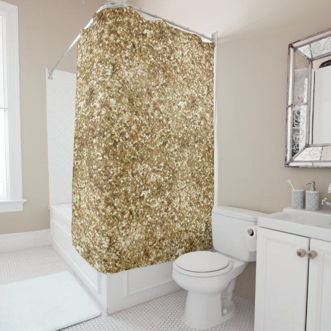 Gold Confetti Glitter Shower Curtain (In Situ)