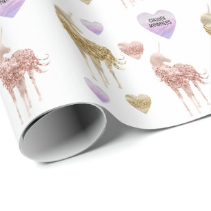 Gold Confetti Glitter Unicorn Wrapping Paper