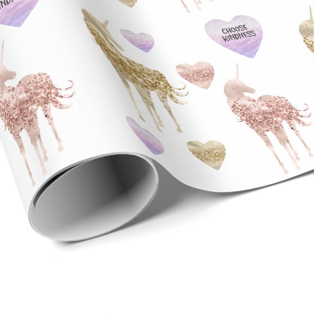 Gold Confetti Glitter Unicorn Wrapping Paper (Roll Corner)