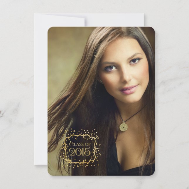 Gold Confetti Graduation Announcement (Front)