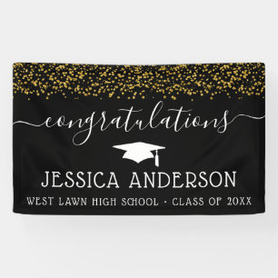 Gold Confetti Graduation Banners Grad Party