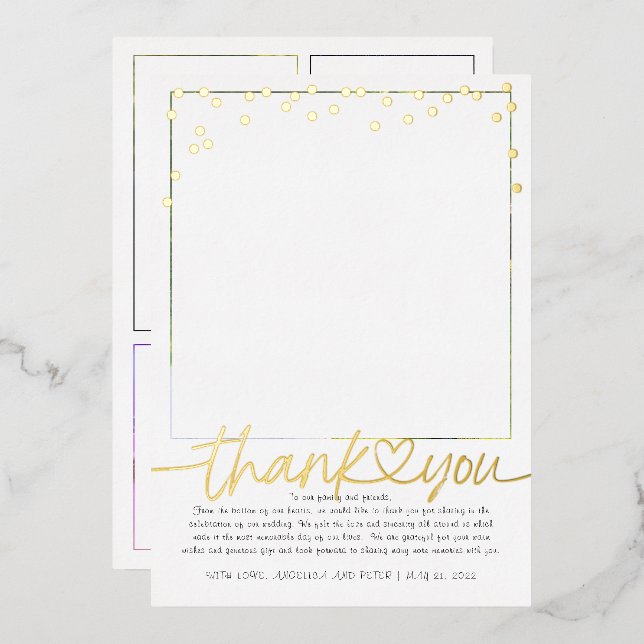 Gold Confetti Hand Lettering Wedding Thank You (Front/Back)