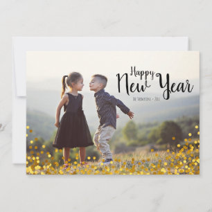 Gold Confetti Happy New Year Photo Card