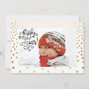Gold Confetti Happy New Year Photo Card