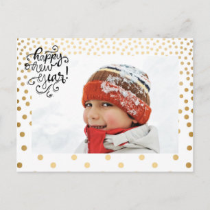 Gold Confetti Happy New Year Postcard