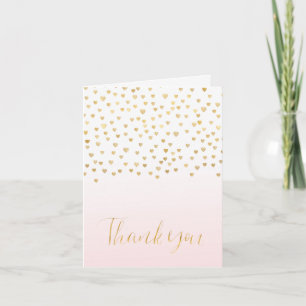 Gold Confetti Hearts Blush Pink Ombre Thank you
