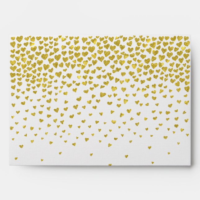 Gold Confetti Hearts Envelopes (Front)