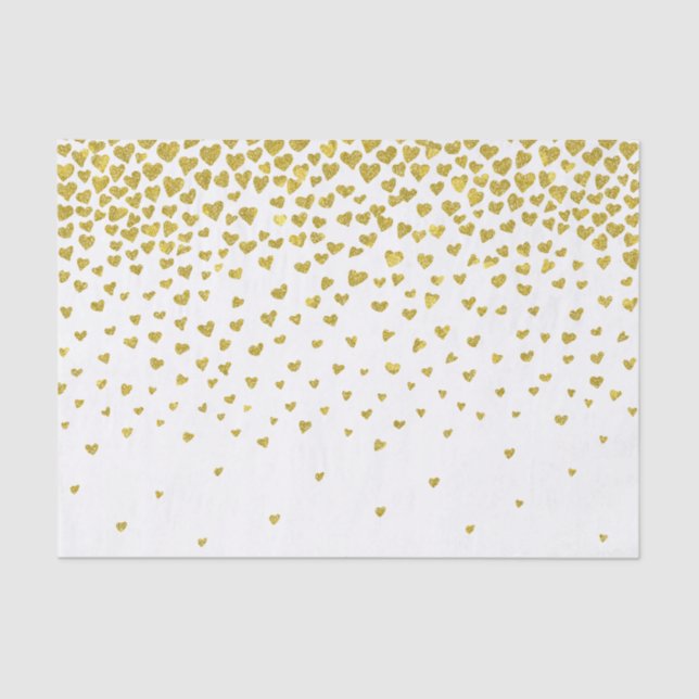 Gold Confetti Hearts Tissue Paper (Front)