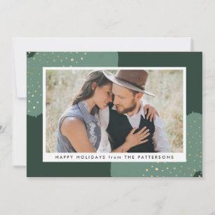 Gold Confetti   Holiday Photo Card