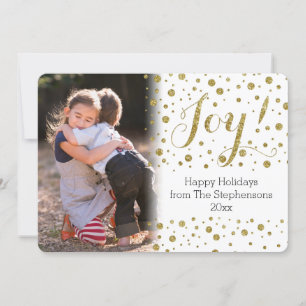 Gold Confetti Joy Holiday Photo Card