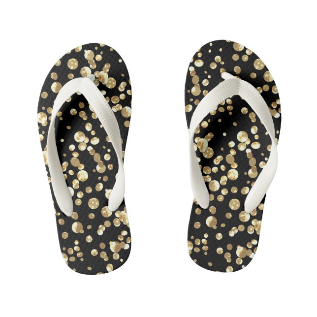 Gold confetti kid's jandals (Footbed)