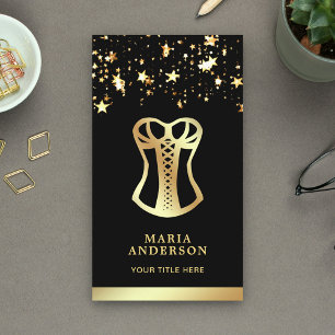 Gold Confetti Lace Corset Bridal Lingerie Boutique Business Card