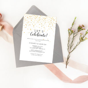 Gold Confetti Let's Celebrate Party Invitation