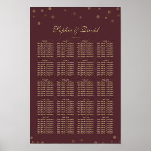 Gold Confetti Love Burgundy Wedding Seating Chart