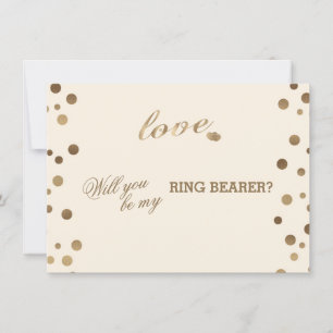 Gold Confetti Love Champagne Wedding Ring Bearer Invitation