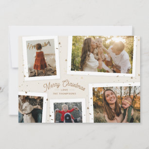 Gold Confetti Memories Christmas Photo Card