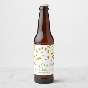 Gold Confetti Merry Christmas Beer Label