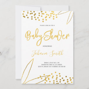 Gold Confetti Minimalist Elegant Baby Shower Invitation
