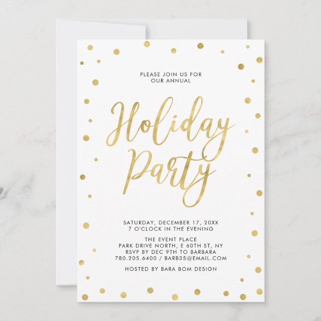 Gold Confetti | Modern Corporate Holiday Party Invitation (Front)