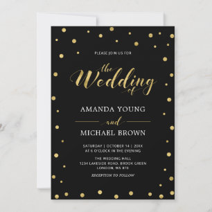 Gold Confetti   Modern Typography Wedding Ceremony Invitation