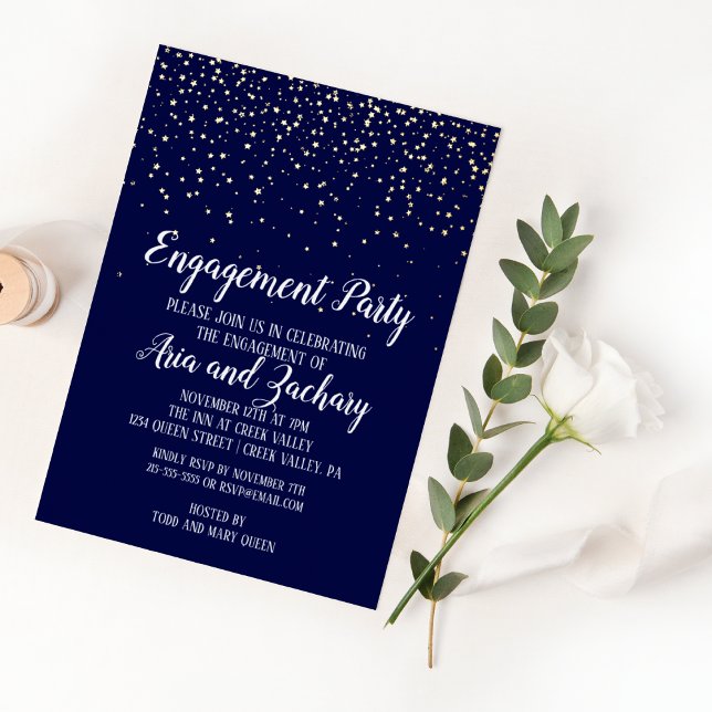 Gold Confetti|Navy Engagement Party Gold (Creator Uploaded)