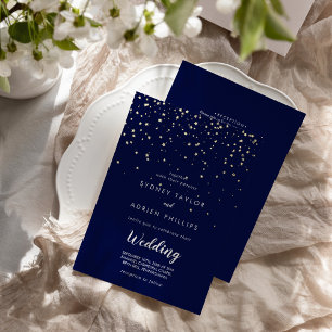 Gold Confetti Navy Front and Back Wedding Gold