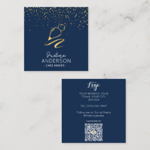 Gold Confetti Navy icing Bag Chef Square Business Card
