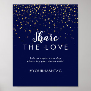 Gold Confetti Navy Share the Love Sign