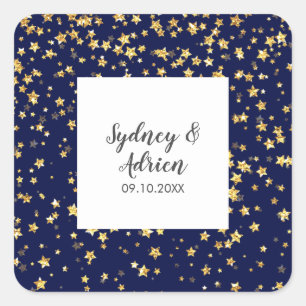 Gold Confetti   Navy Wedding Envelope Seals